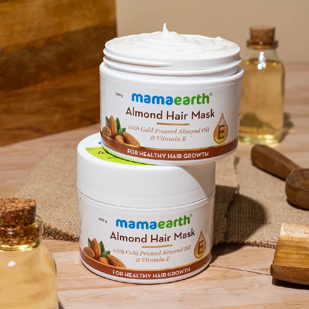Mamaearth Almond Hair Mask with Cold Pressed Almond Oil & Vitamin E for Healthy Hair Growth, 200 g-2.webp